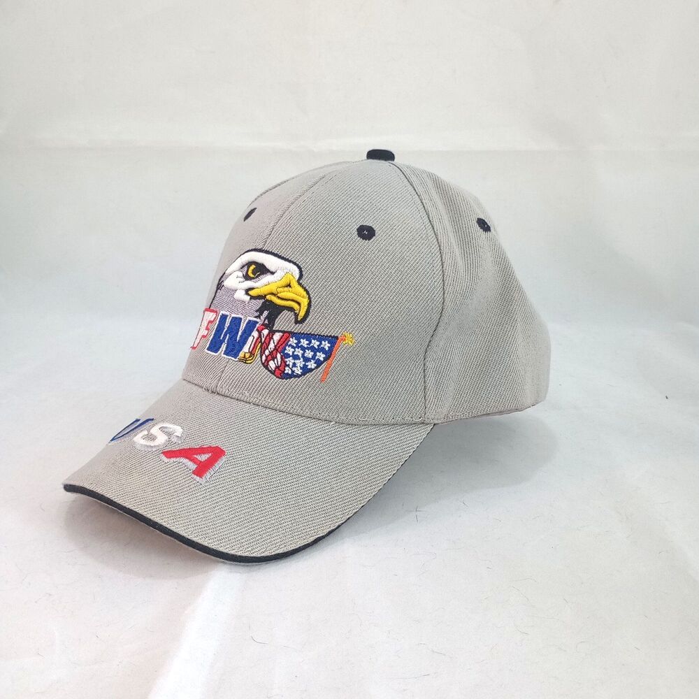 VFW USA Eagle Flag Baseball Cap – Thick Embroidery Veteran Hat 6 Panel